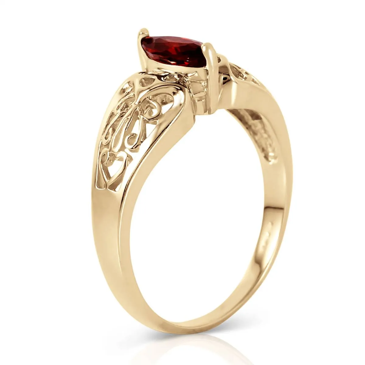 0.2 Carat 14K Solid Yellow Gold Lily Garnet Ring
