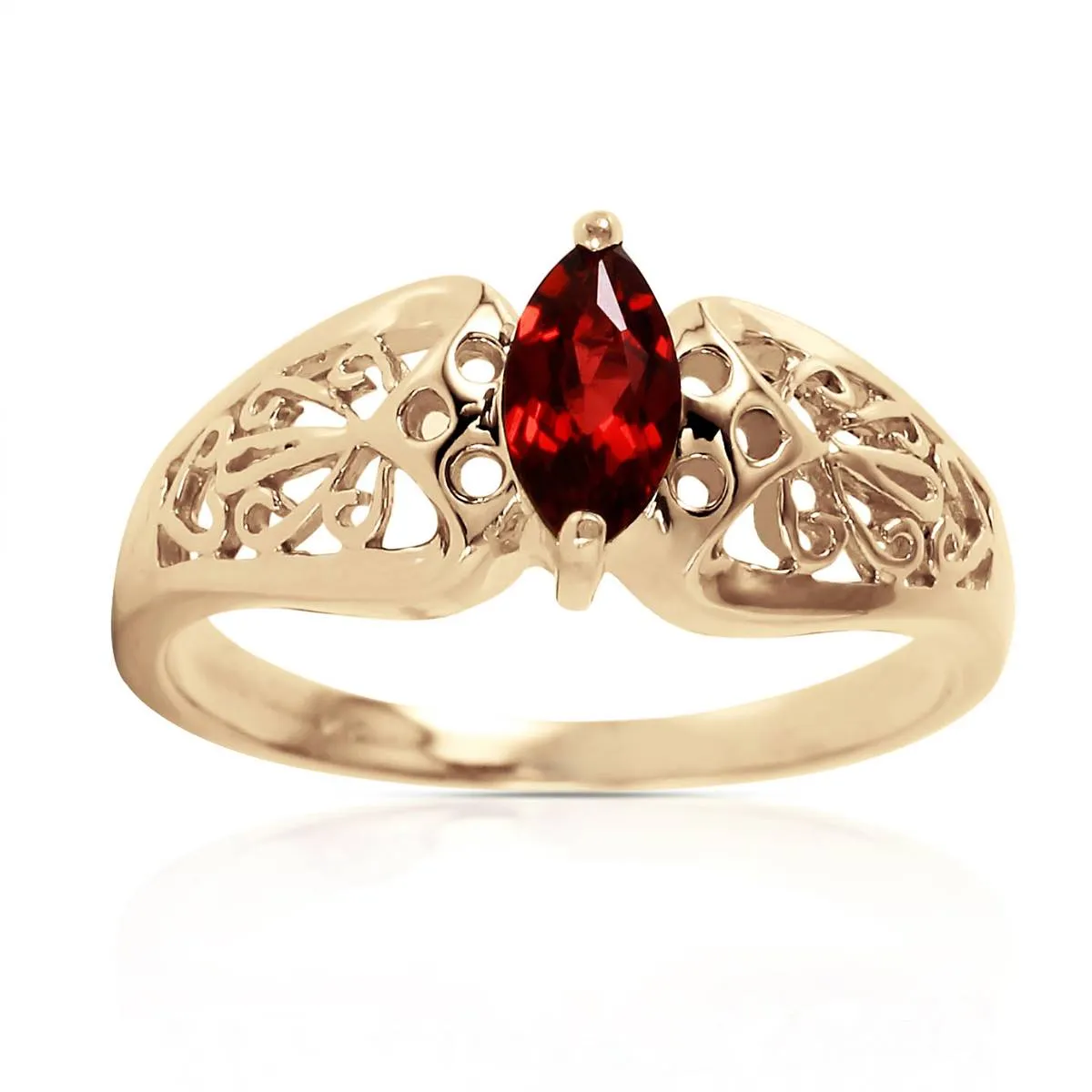 0.2 Carat 14K Solid Yellow Gold Lily Garnet Ring