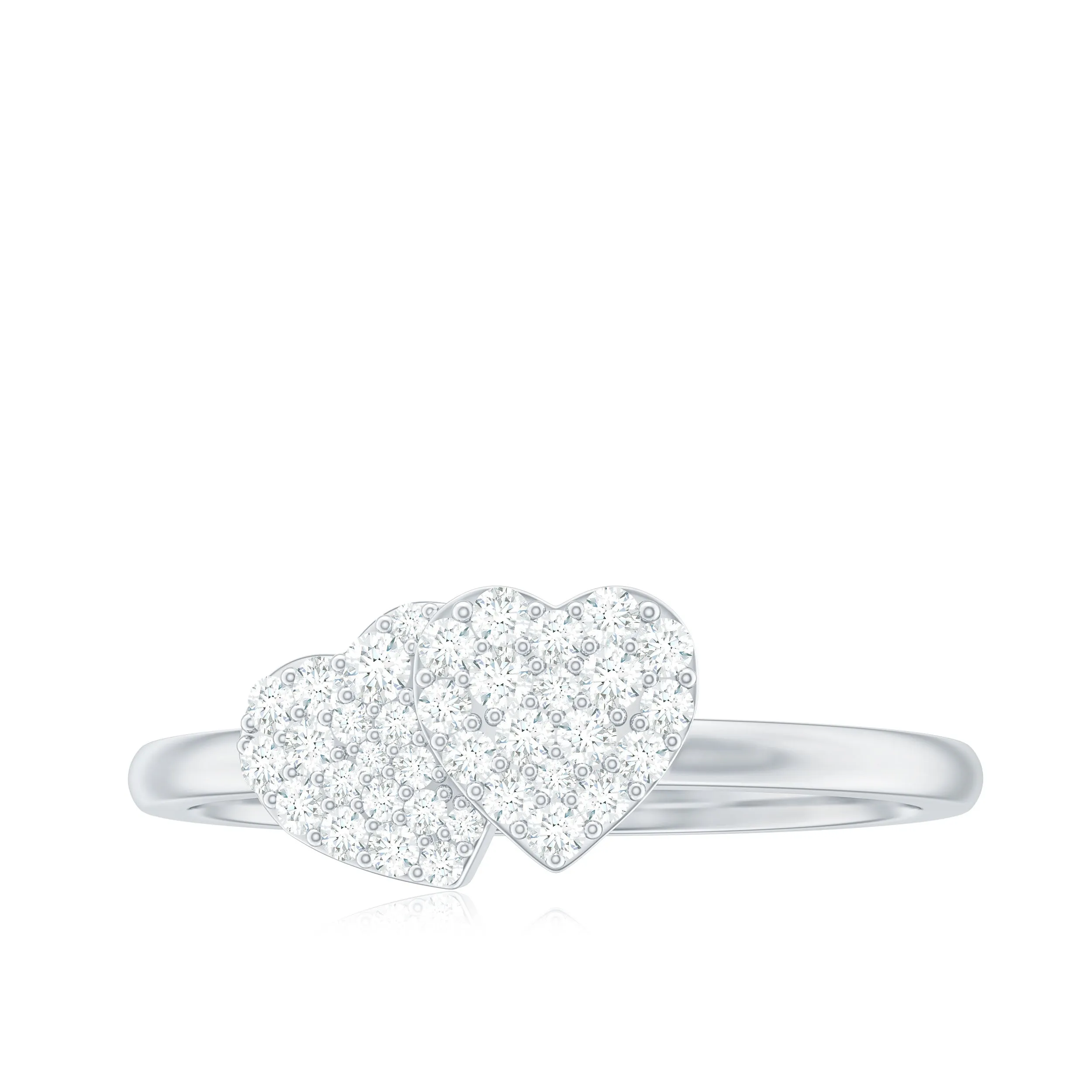 0.25 CT Natural Diamond Twin Heart Promise Ring in Illusion Setting