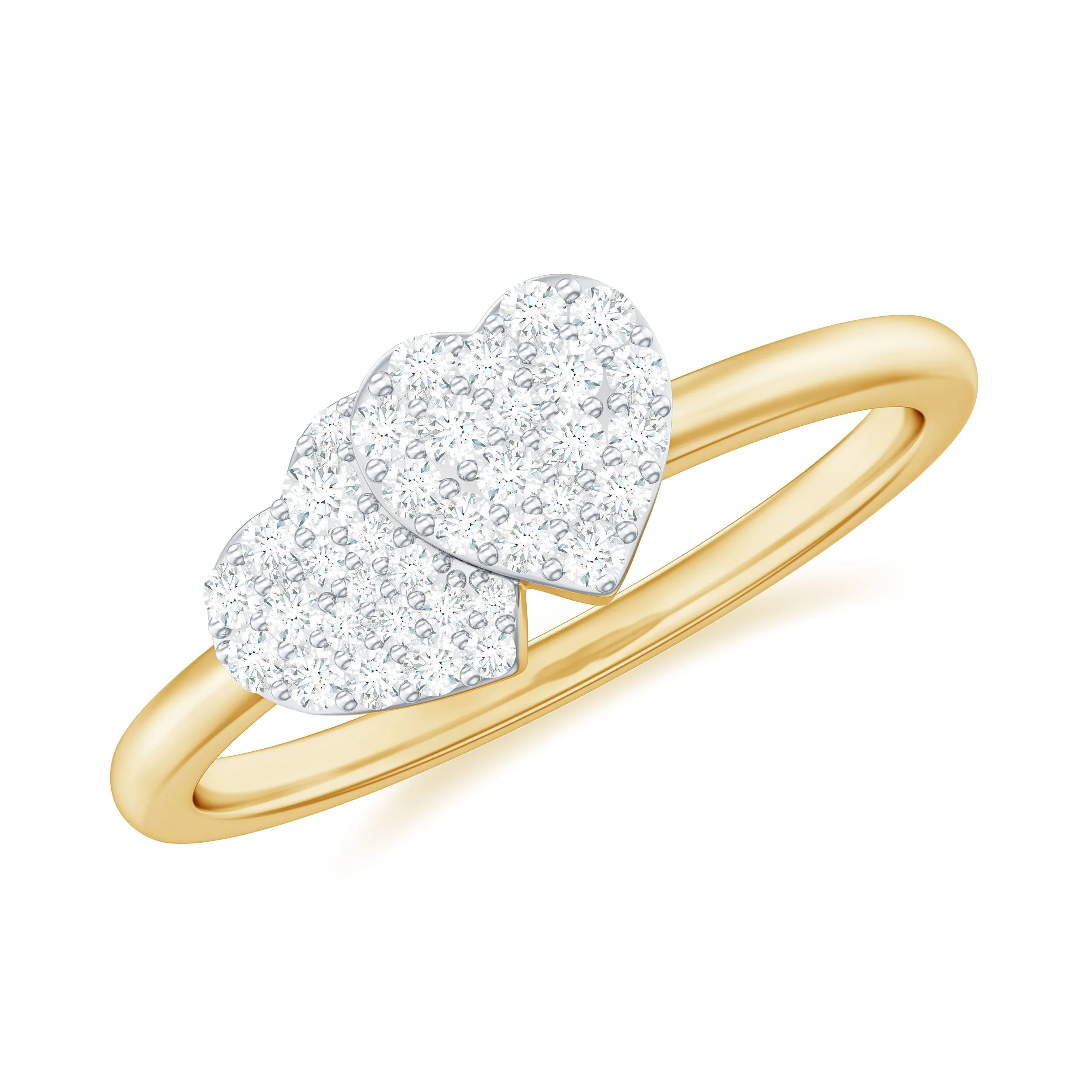 0.25 CT Natural Diamond Twin Heart Promise Ring in Illusion Setting