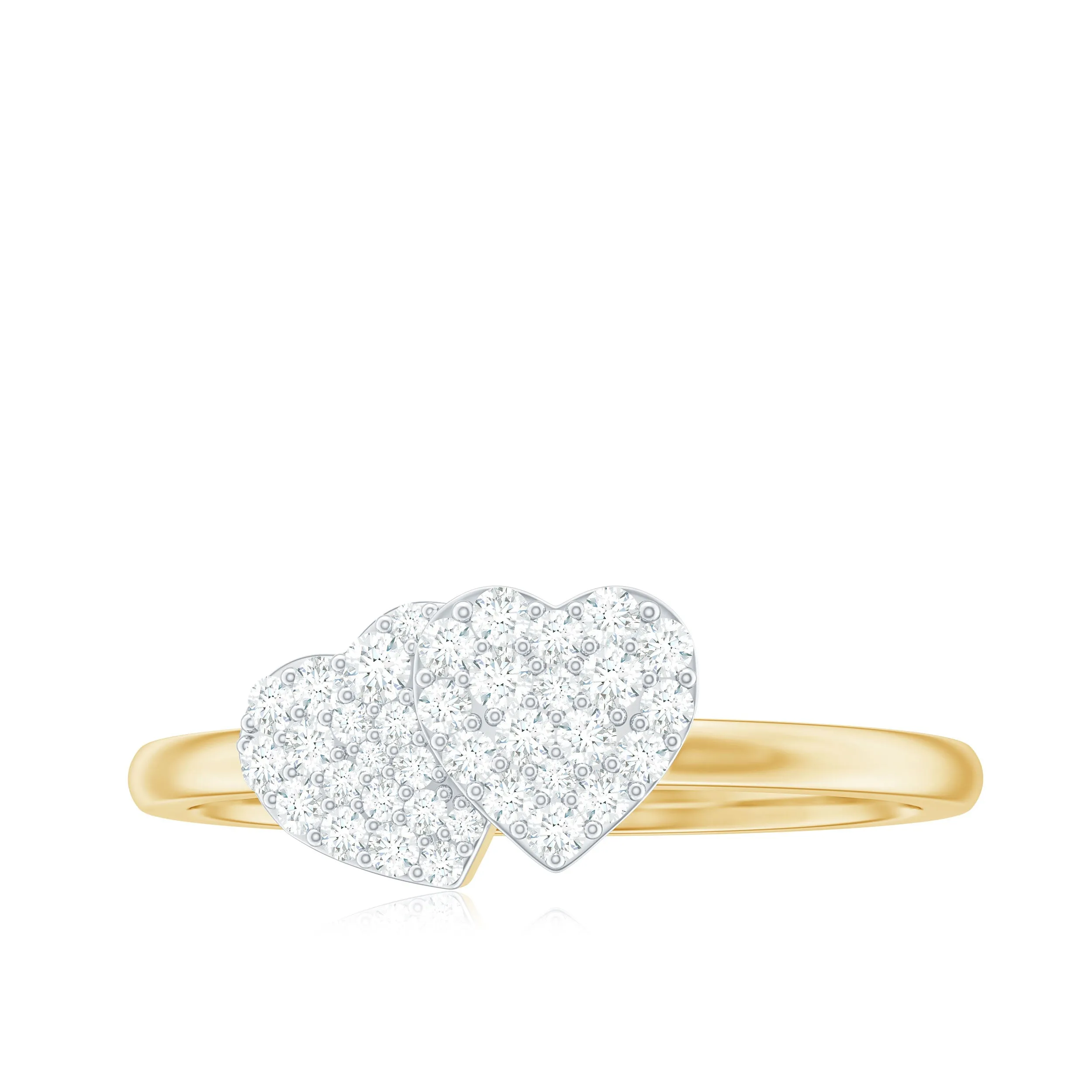 0.25 CT Natural Diamond Twin Heart Promise Ring in Illusion Setting
