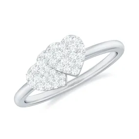 0.25 CT Natural Diamond Twin Heart Promise Ring in Illusion Setting