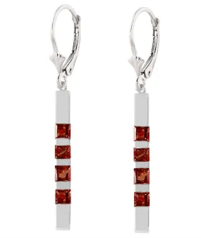 0.7 Carat 14K Solid White Gold Leverback Earringsbar Natural Garnet