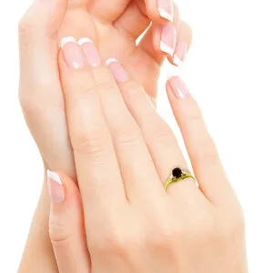 0.76 Carat 14K Solid Yellow Gold Dance Barefoot Garnet Diamond Ring