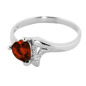 0.9 Carat 14K Solid White Gold Ring Natural Garnet