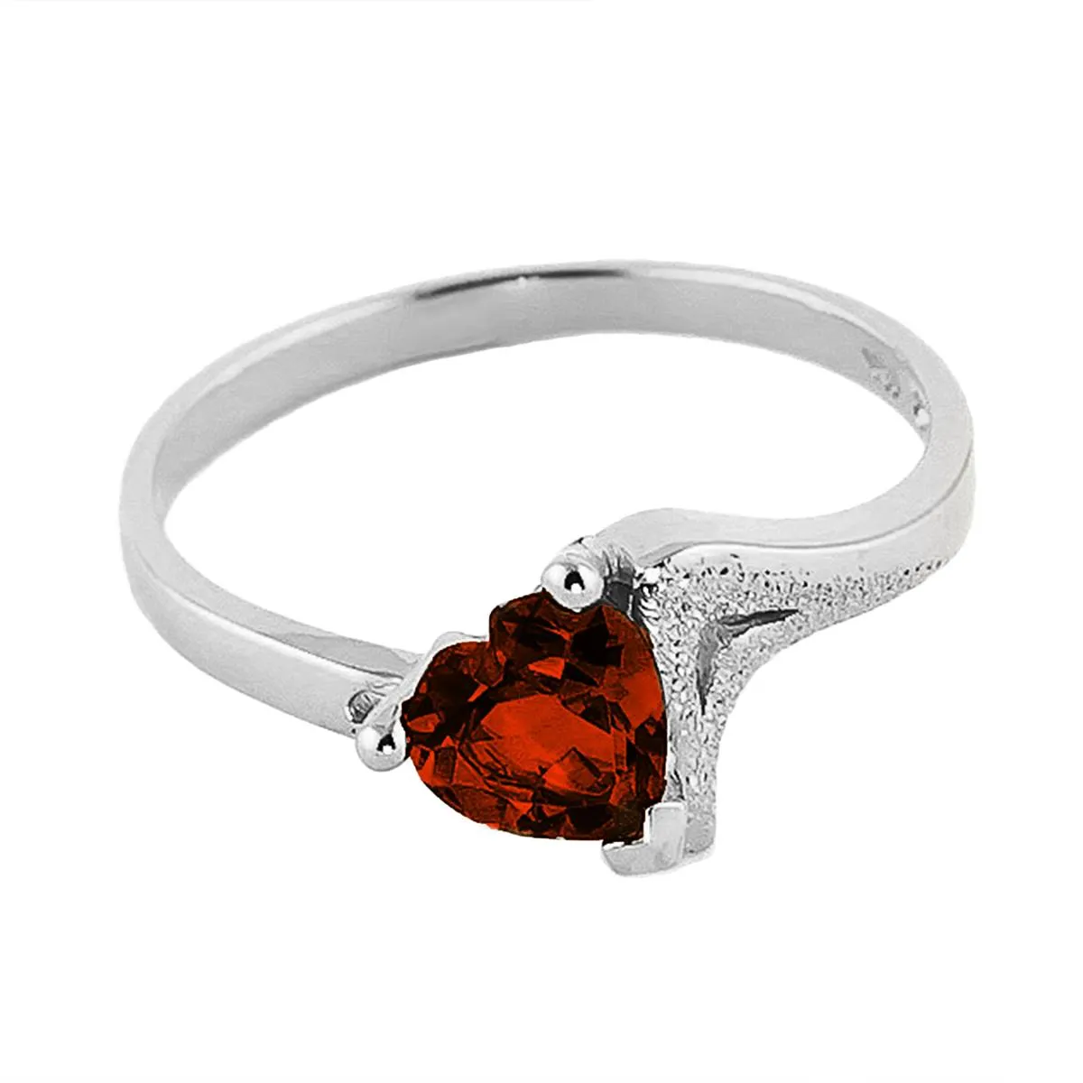 0.9 Carat 14K Solid White Gold Ring Natural Garnet