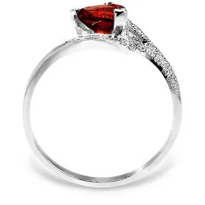 0.9 Carat 14K Solid White Gold Ring Natural Garnet
