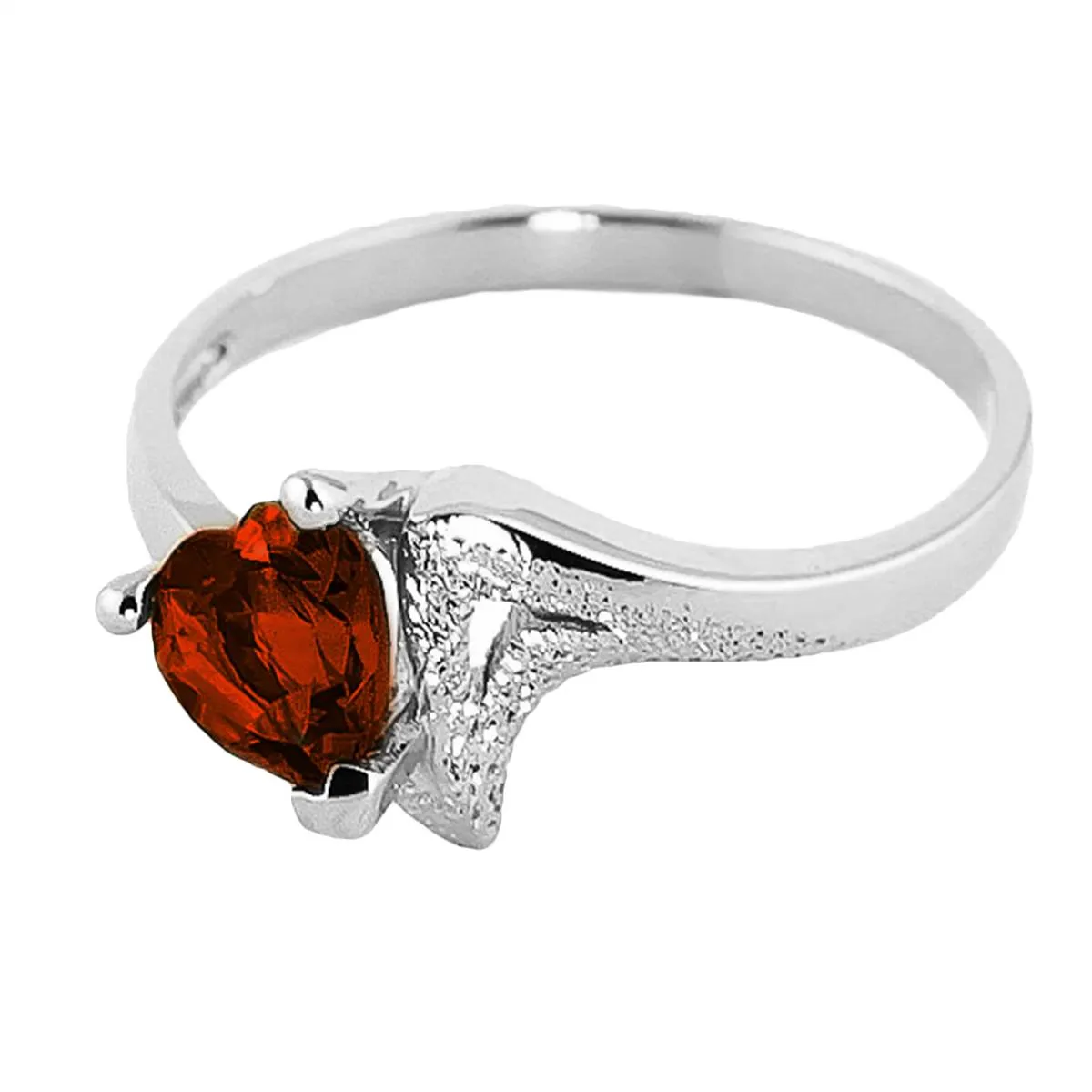 0.9 Carat 14K Solid White Gold Ring Natural Garnet