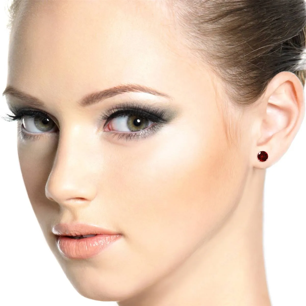 0.95 Carat 14K Solid Rose Gold Petite Garnet Stud Earrings