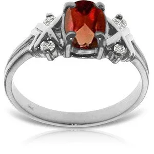 0.97 Carat 14K Solid White Gold Hello You Garnet Diamond Ring