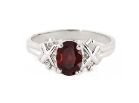 0.97 Carat 14K Solid White Gold Hello You Garnet Diamond Ring