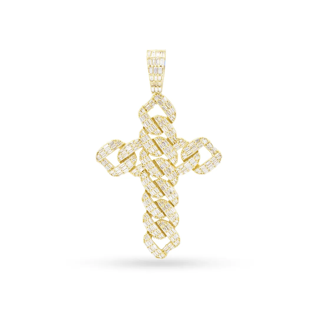 10K Yellow Gold Cross Pendant With 3.15CT Diamonds