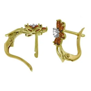 1.1 Carat 14K Solid Yellow Gold Daisy Garnet Diamond Earrings