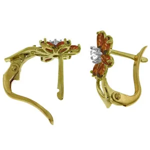 1.1 Carat 14K Solid Yellow Gold Daisy Garnet Diamond Earrings