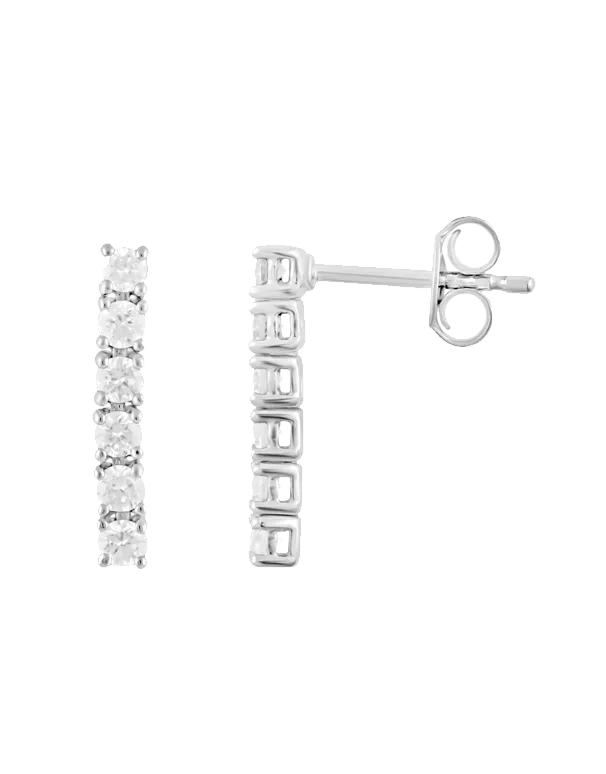 14ct White Gold Diamond Drop Earrings - 783637