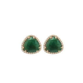 14K GOLD DIAMOND EMERALD LIZZIE STUDS