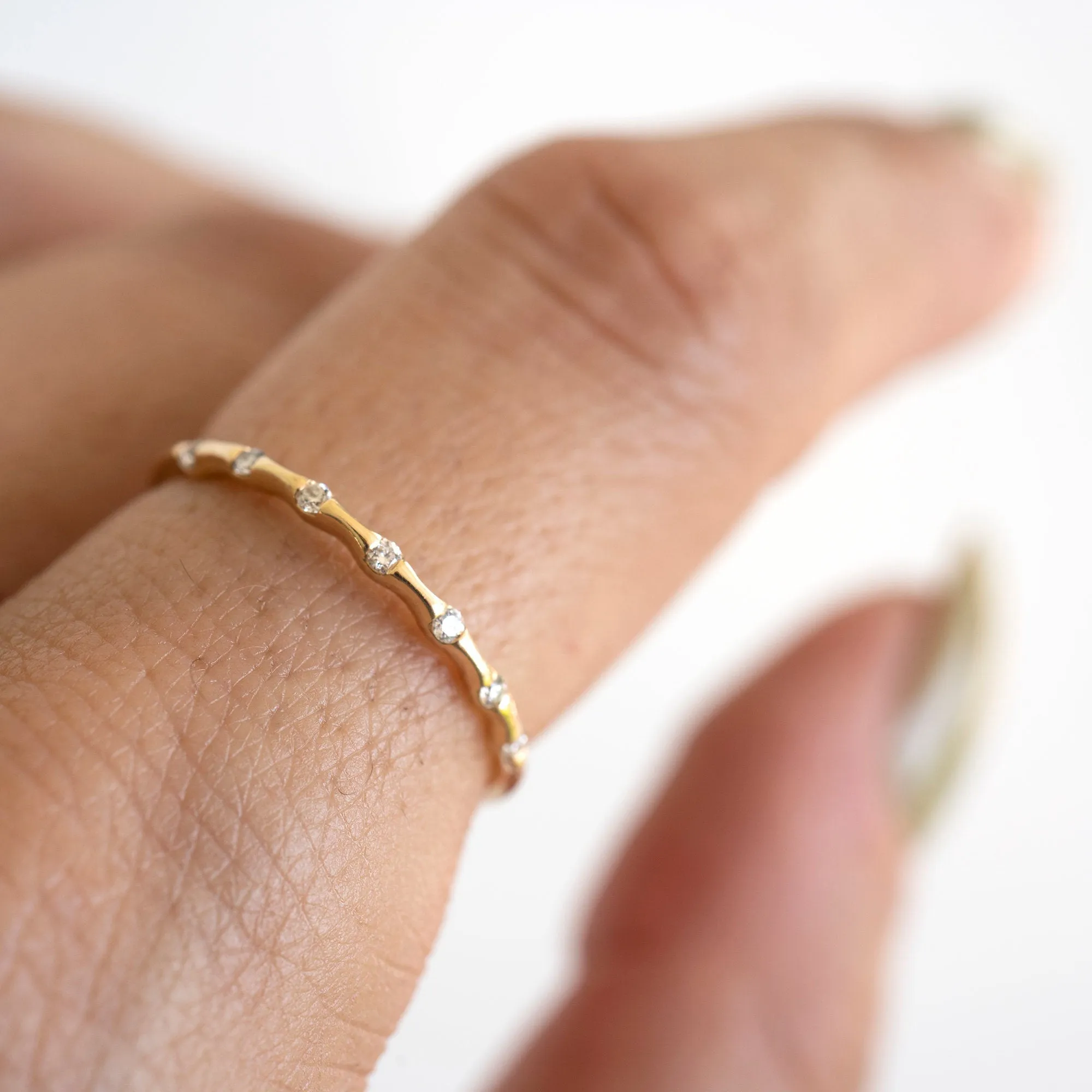 14k Gold Diamond Stacker