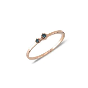 14K Solid Gold Frost-Kissed Ring with Blue Diamonds