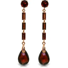 14K Solid Rose Gold Chandelier Pear Cut Garnet Earrings