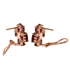 14K Solid Rose Gold French Clips Natural Garnet Earrings
