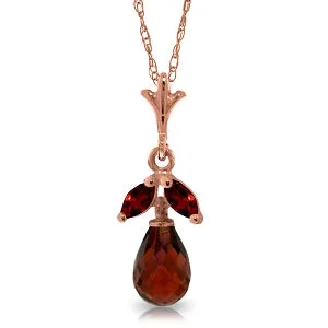 14K Solid Rose Gold Garnet Necklace Limited Edition