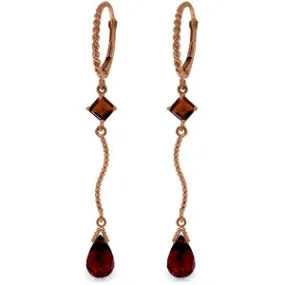 14K Solid Rose Gold Leverback Earrings Garnet Gemstone