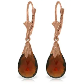 14K Solid Rose Gold Leverback Earrings Garnet