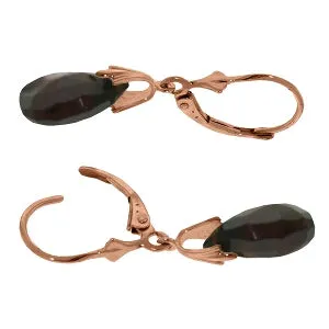 14K Solid Rose Gold Leverback Earrings Garnet