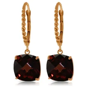 14K Solid Rose Gold Leverback Earrings Natural Garnet Gemstone