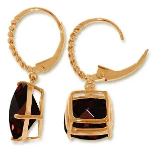 14K Solid Rose Gold Leverback Earrings Natural Garnet Gemstone