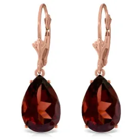 14K Solid Rose Gold Leverback Earrings Natural Garnet