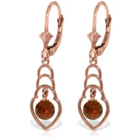 14K Solid Rose Gold Natural Garnet Certified Earrings