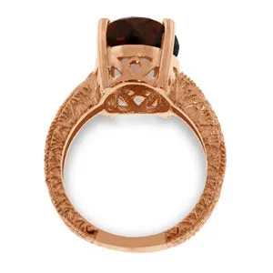 14K Solid Rose Gold Ring w/ Natural Oval Garnet