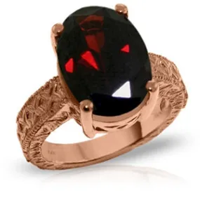 14K Solid Rose Gold Ring w/ Natural Oval Garnet