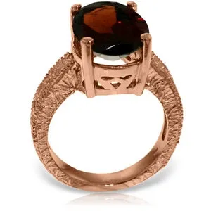 14K Solid Rose Gold Ring w/ Natural Oval Garnet