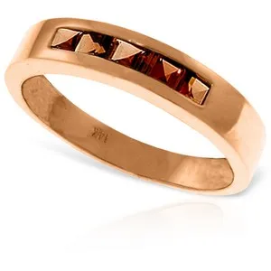 14K Solid Rose Gold Rings Natural Garnet Gemstone