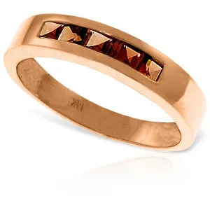 14K Solid Rose Gold Rings Natural Garnet Gemstone