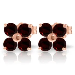 14K Solid Rose Gold Stud Earrings Natural Garnet Jewelry