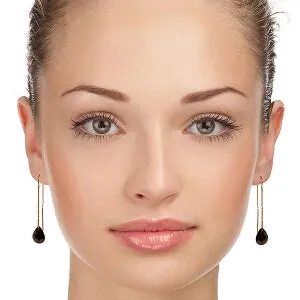 14K Solid Rose Gold Threaded Dangles Earrings Garnet Series