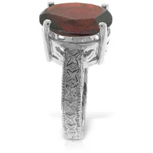 14K Solid White Gold Ring w/ Natural Oval Garnet