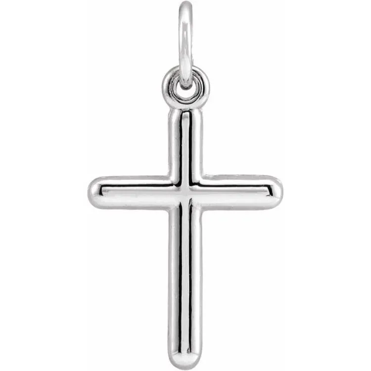 14K White 13x9 mm Cross Pendant