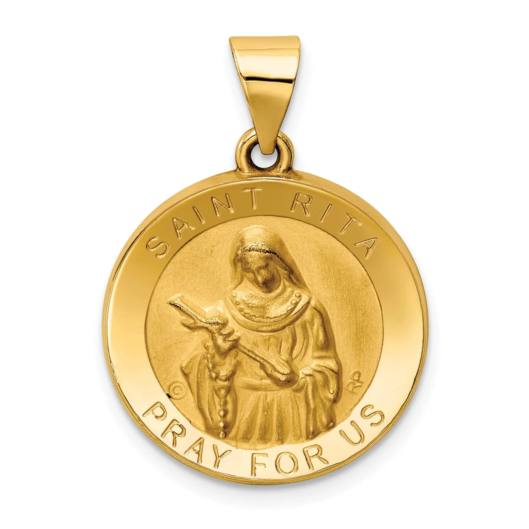 14k Yellow Gold Saint Rita Medal Pendant