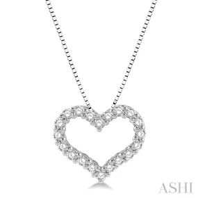 14KW Diamond Heart Pendant w/ 0.50 ctw, 18" Box Chain