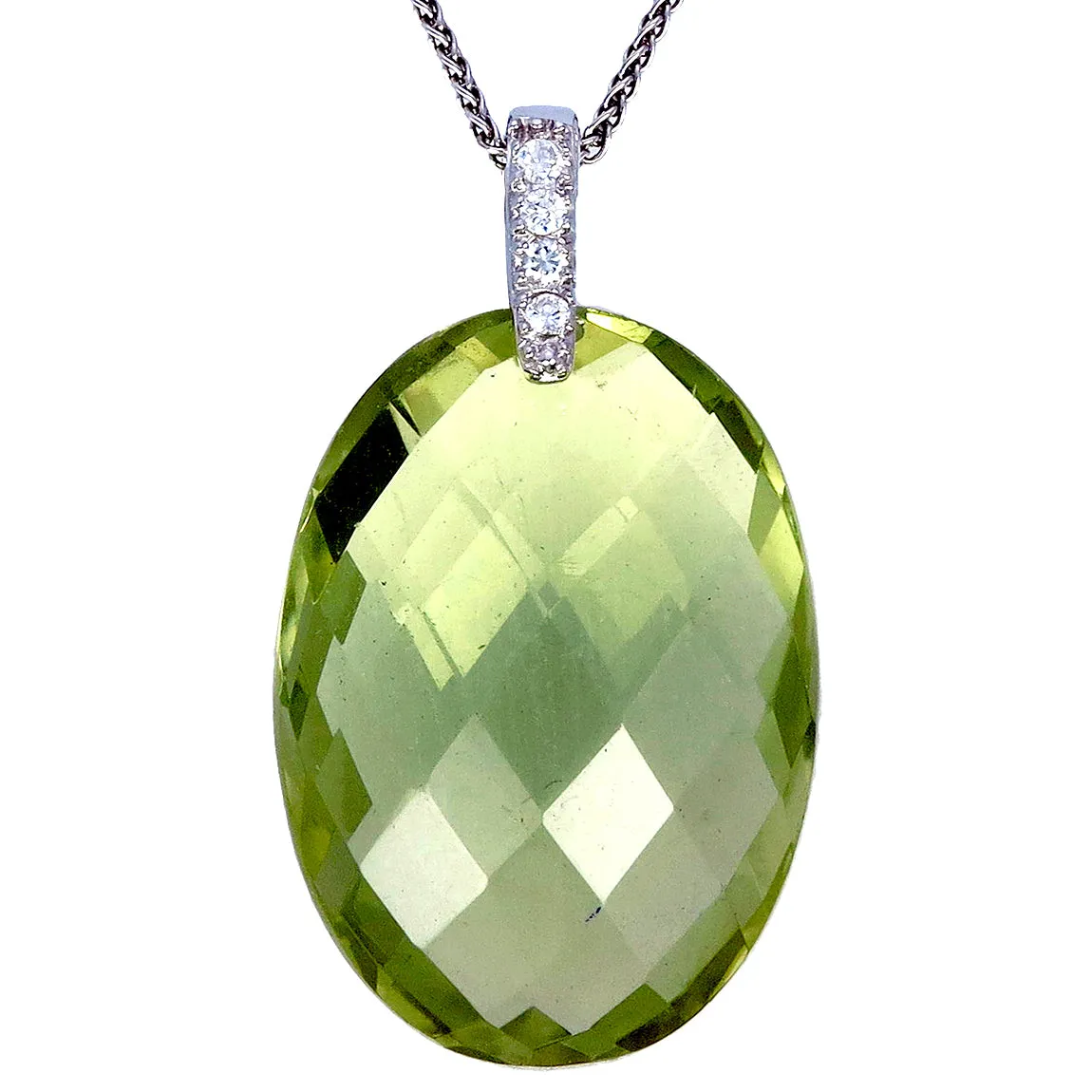 16 cttw Pendant Necklace, Lemon Quartz Pendant Necklace for Women in .925 Sterling Silver with 18 Inch Chain, Prong Setting