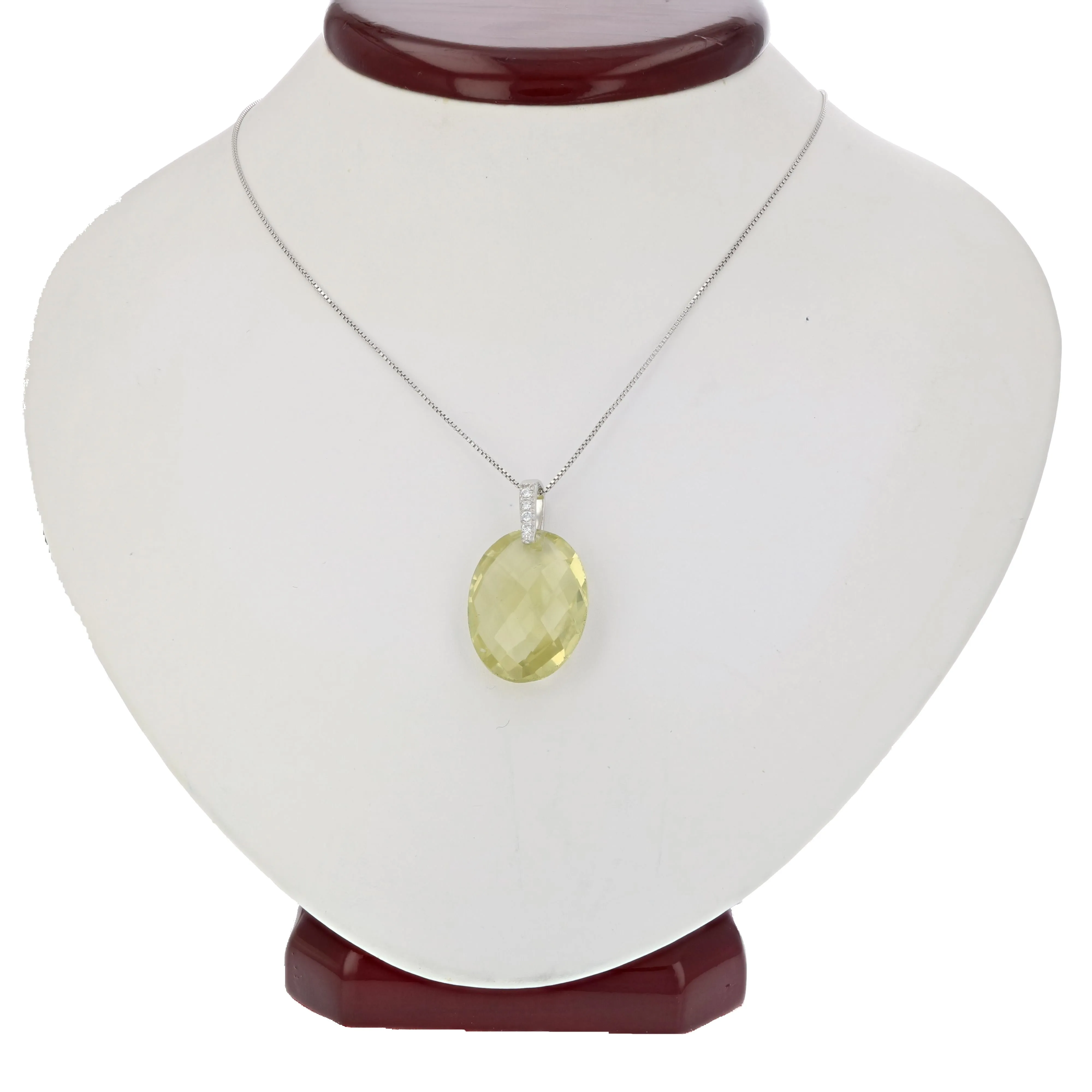 16 cttw Pendant Necklace, Lemon Quartz Pendant Necklace for Women in .925 Sterling Silver with 18 Inch Chain, Prong Setting
