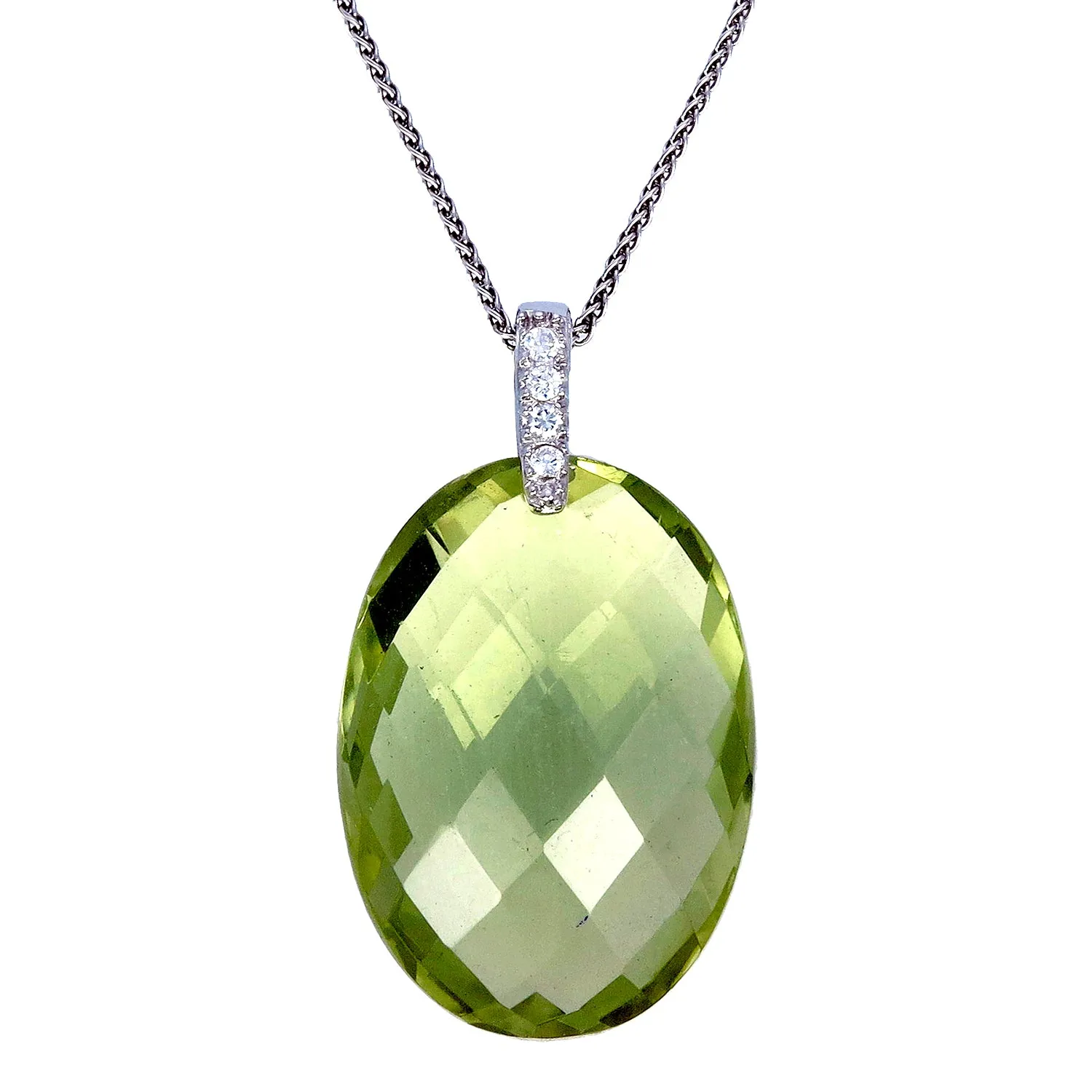 16 cttw Pendant Necklace, Lemon Quartz Pendant Necklace for Women in .925 Sterling Silver with 18 Inch Chain, Prong Setting