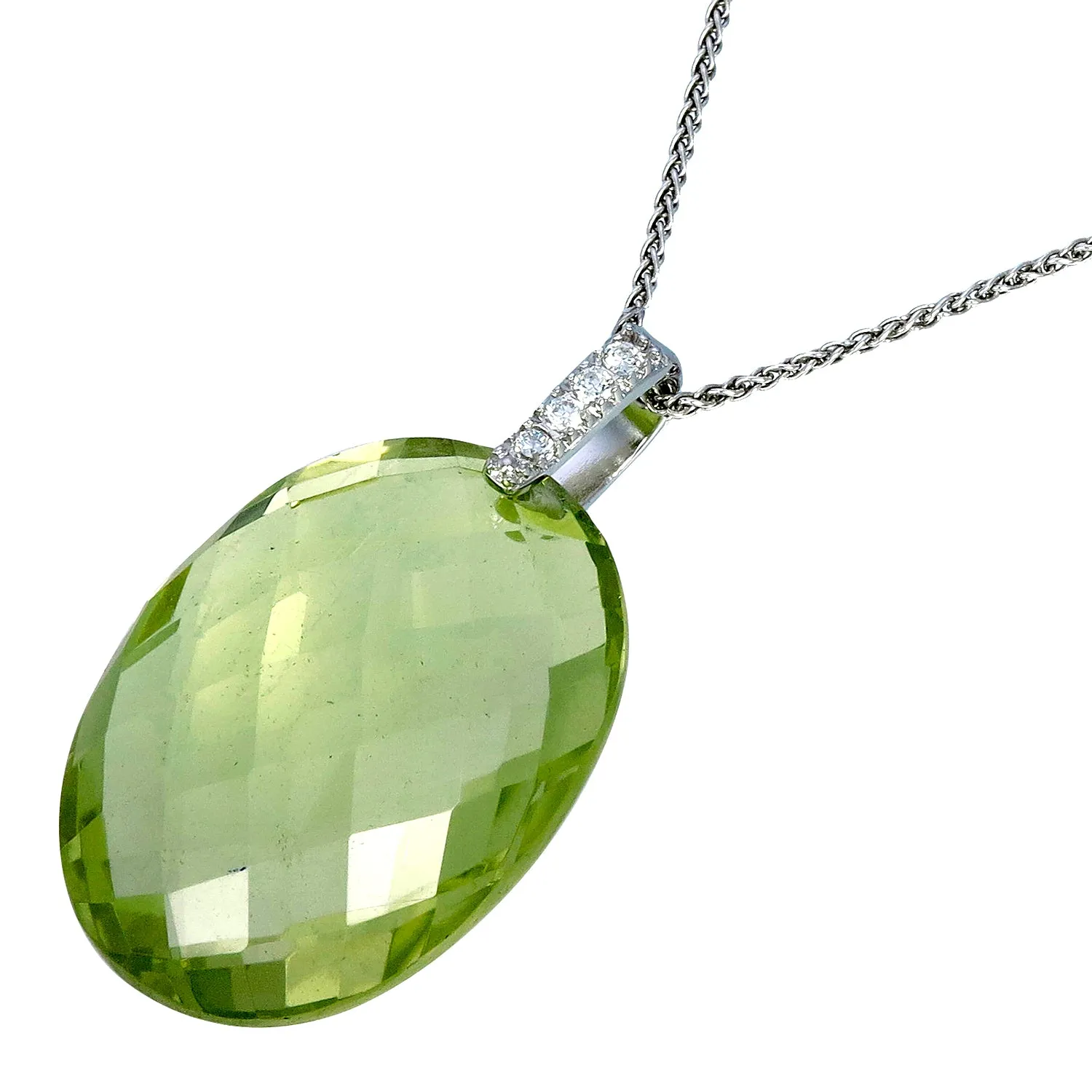 16 cttw Pendant Necklace, Lemon Quartz Pendant Necklace for Women in .925 Sterling Silver with 18 Inch Chain, Prong Setting