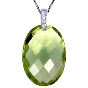 16 cttw Pendant Necklace, Lemon Quartz Pendant Necklace for Women in .925 Sterling Silver with 18 Inch Chain, Prong Setting