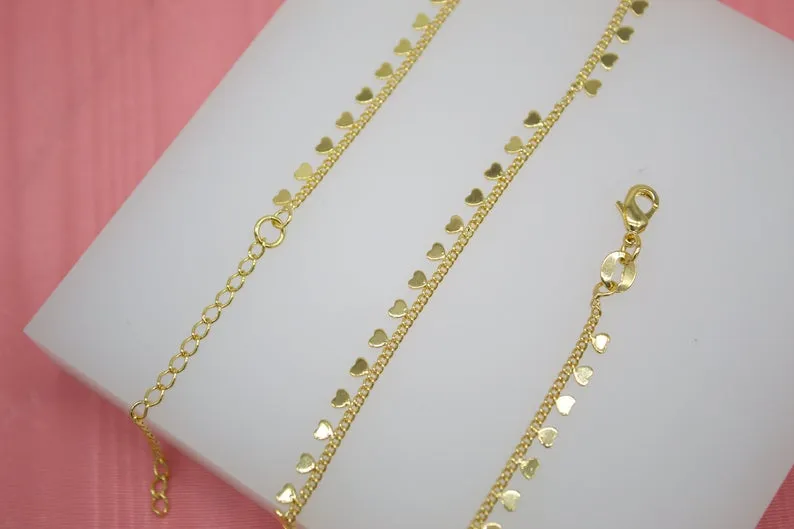 18K Gold Filled Dangle Heart Choker (G111)