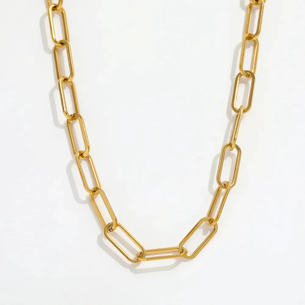 18K Gold-Filled Paperclip Chain Necklace For Women